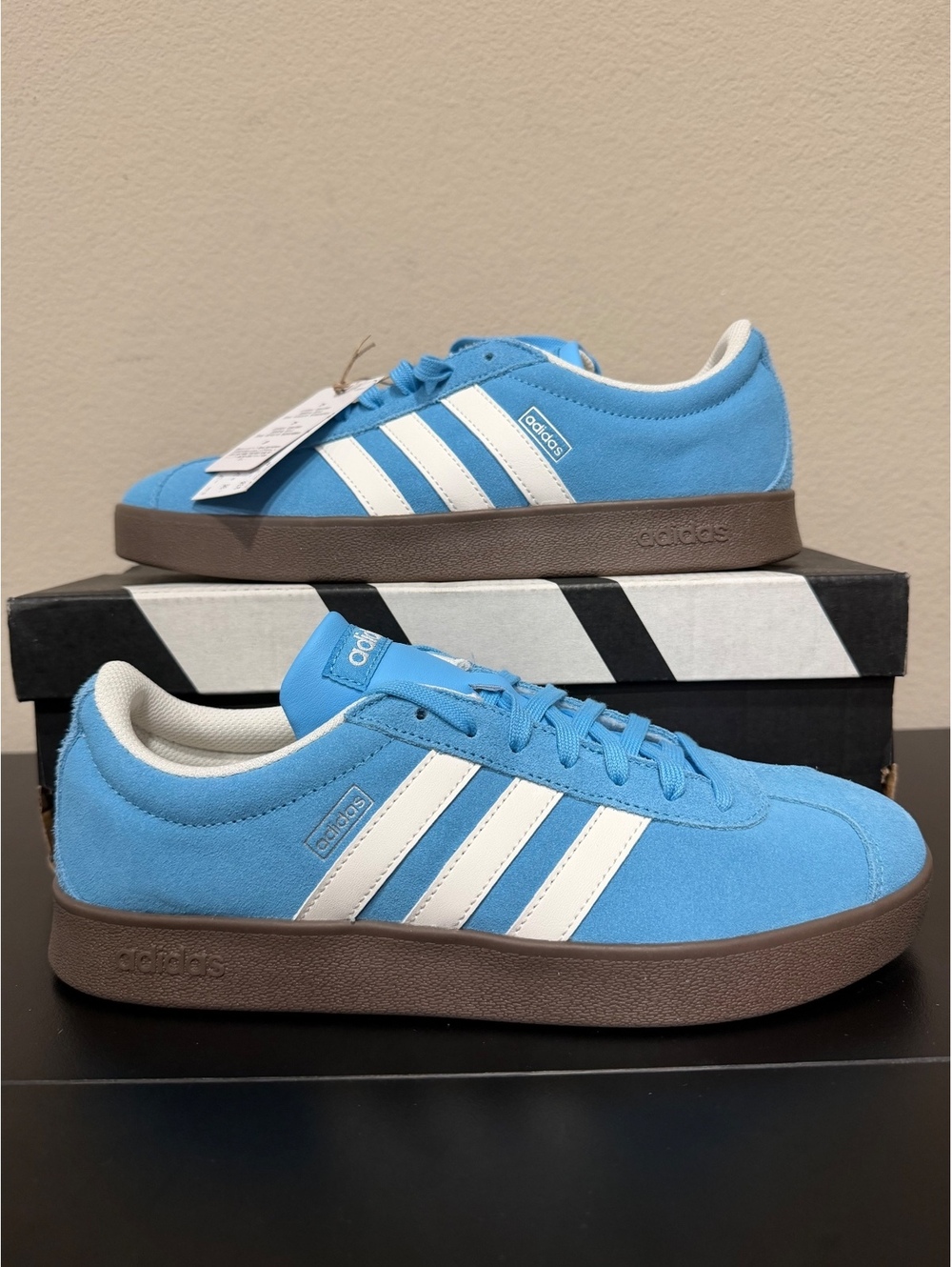 Size 8M/9 Women - Adidas Women’s VL Court 2.0 “Semi Blue Burst Core White Gum”